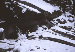 hiking among the snow, ice, granite