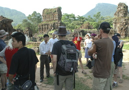 Tour guide discusses the history of the My Son ruins