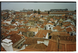 orange tiles white walls, Lisbon