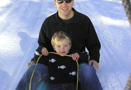 Jim & Caleb sledding