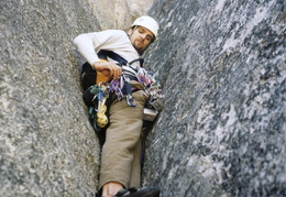 Jim climbs an off-width