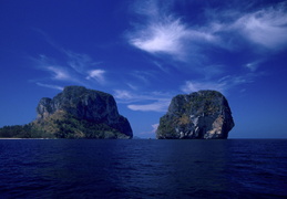 Rock formation jutting out of the Andaman Sea