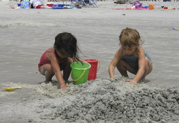 Maggie & Ellie playing in the sand
