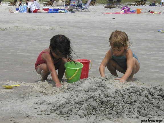 Maggie & Ellie playing in the sand