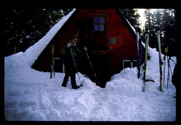 Rebecca at the hut