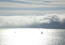 fog over Golden Gate Bridge