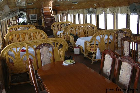 interior of our boat on Ha Long Bay
