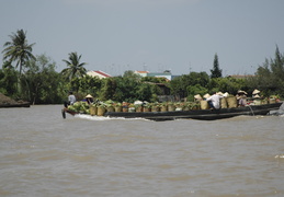 heading to the markets on the Meekong
