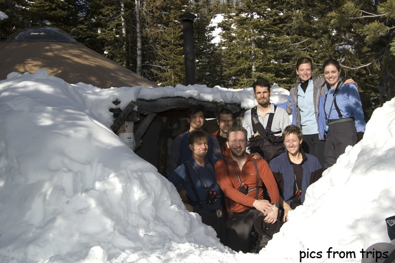Group shot outside the yurt