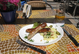 sausages, potato salad & beer