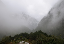 looking through the clouds towards Konigsee